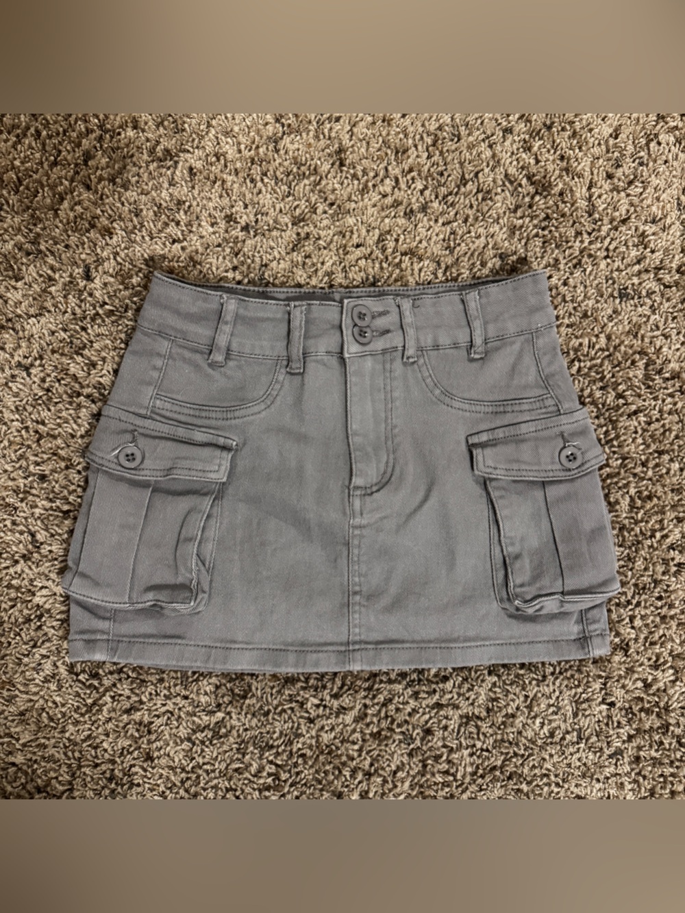 Gray Cargo Mini Skirt